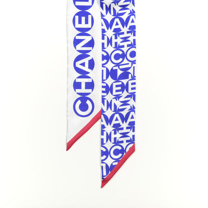 Chanel Silk Twill Slim Bandeau Scarf Blue Pink 3 of 4