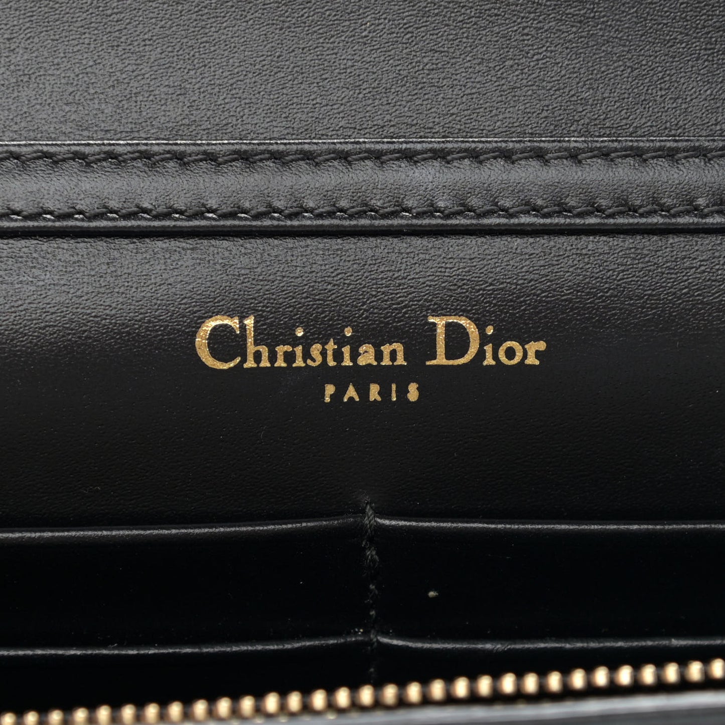 Calfskin J'Adior Wallet on Chain Pouch Black