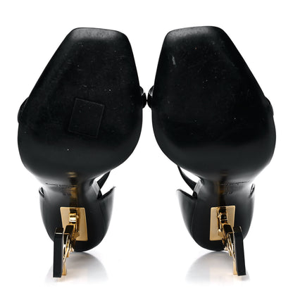 Saint Laurent Patent Calfskin Opyum Sandals 38 Black 5 of 8