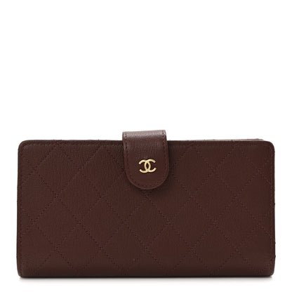 Chanel Goatskin Quilted French Long Wallet Burgundy 1 of 8