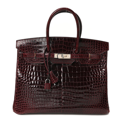 Hermes Shiny Porosus Crocodile Birkin 35 Bourgogne 1 of 10