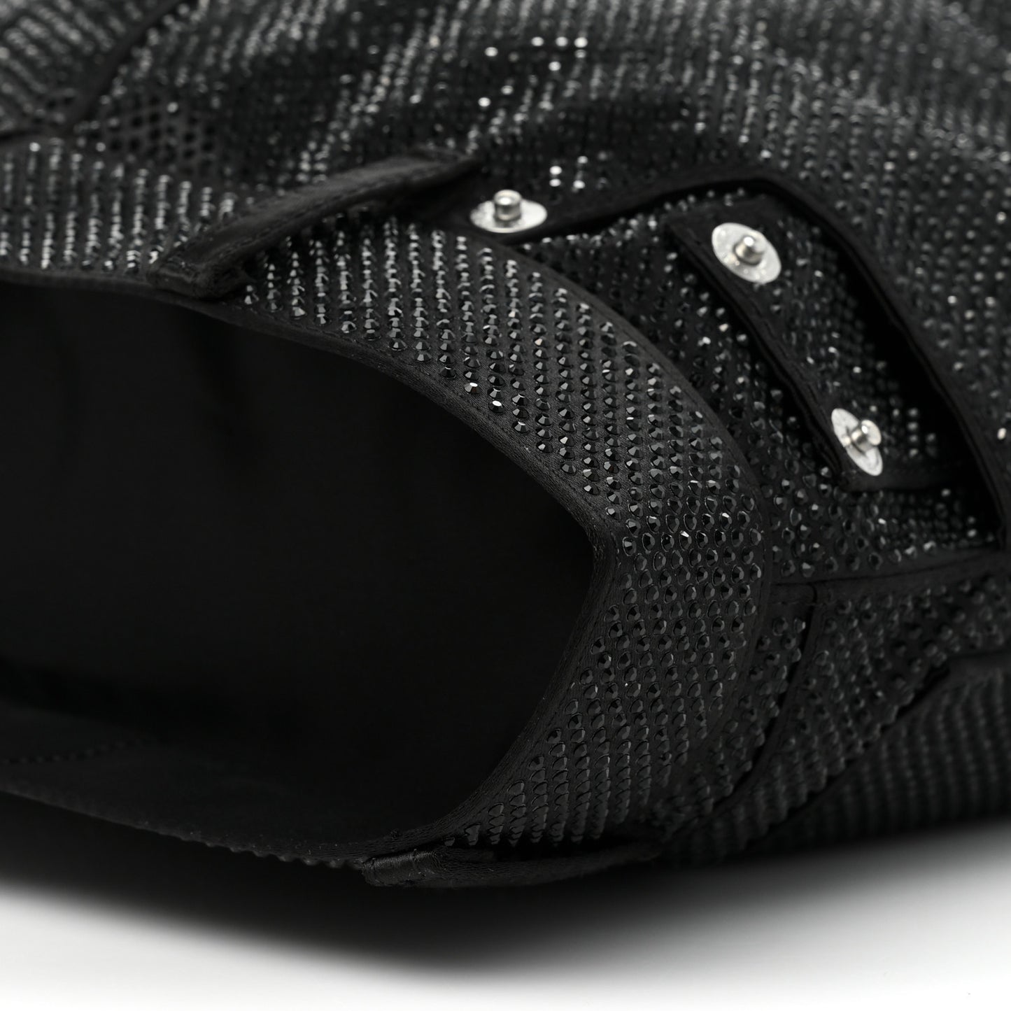 Mesh Crystal Rhinestone 5 Pocket Mini Hobo Black