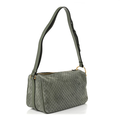 Gucci Suede GG Monogram Half Horsebit Medium Shoulder Bag Sage 3 of 11