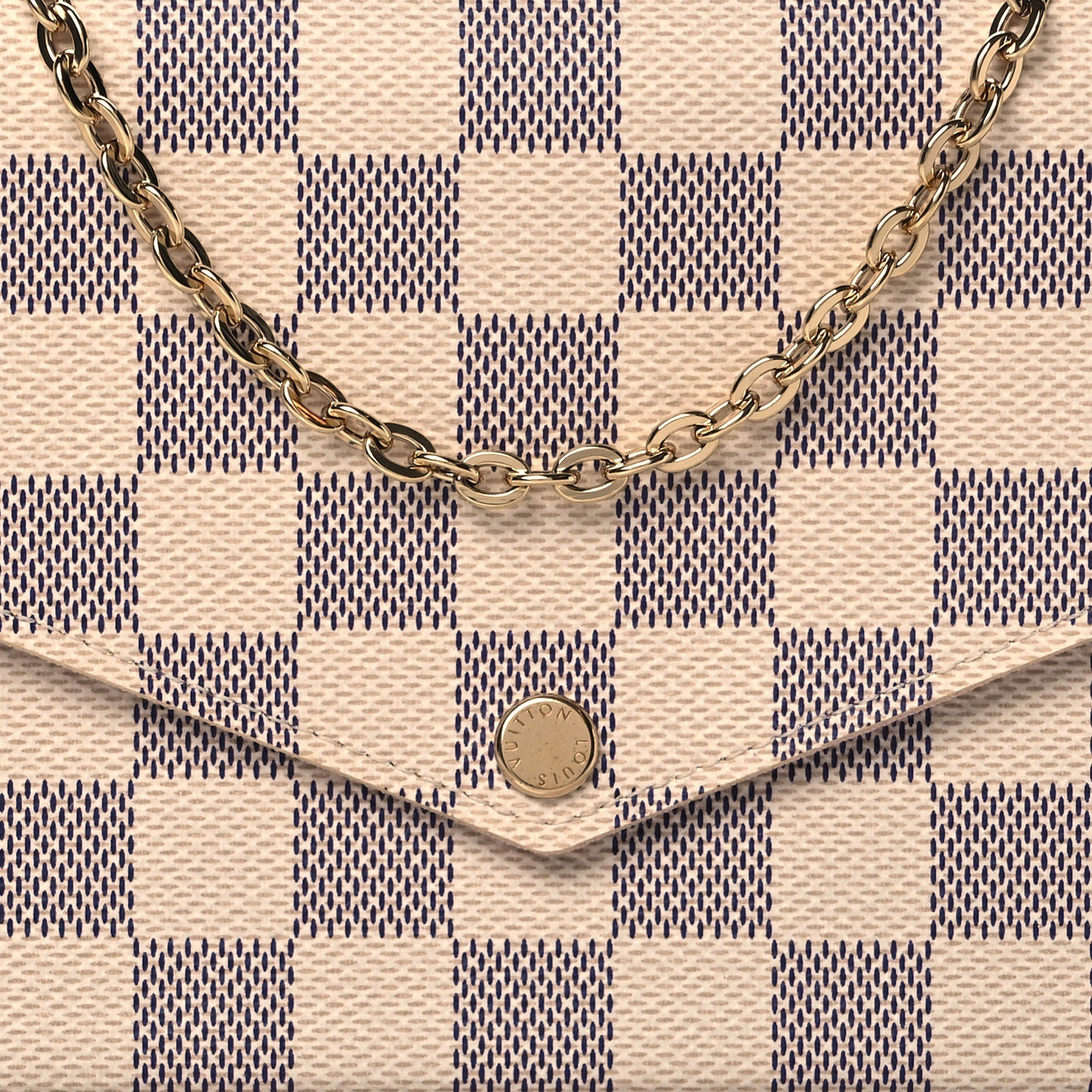 Damier Azur Pochette Felicie Chain Wallet Rose Ballerine