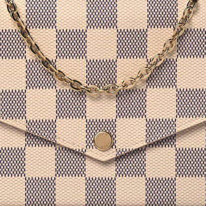 Louis Vuitton Damier Azur Pochette Felicie Chain Wallet Rose Ballerine 7 of 9