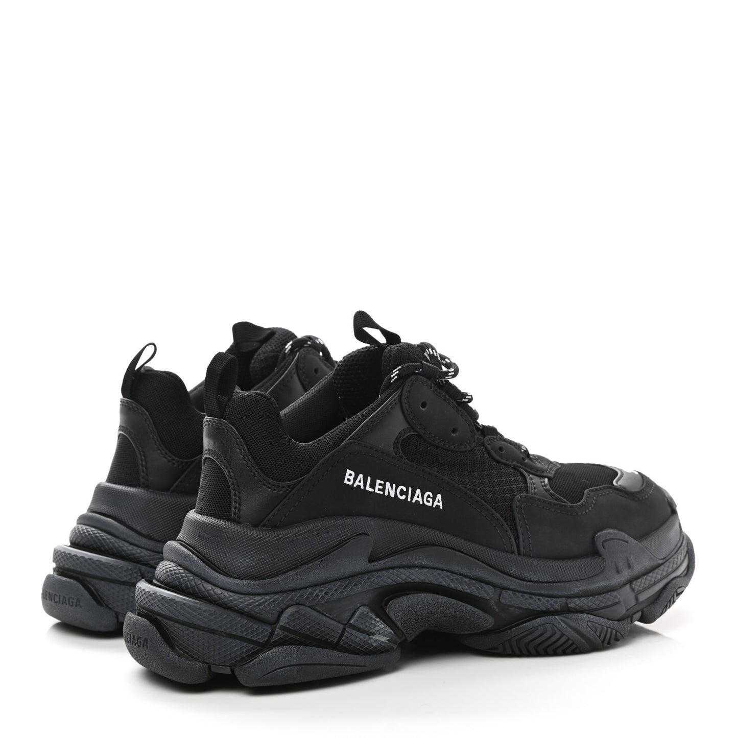 Fabric Mesh Mens Triple S Sneakers 38 Black