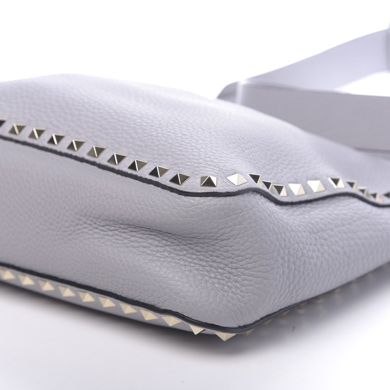 Valentino Garavani Pebbled Calfskin Small Rockstud Flip-Lock Messenger Bag Pastel Grey 9 of 9