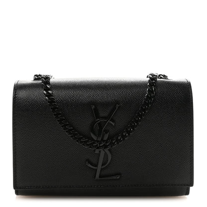 Saint Laurent Grain De Poudre Small Monogram Monochrome Kate Satchel Black 1 of 9