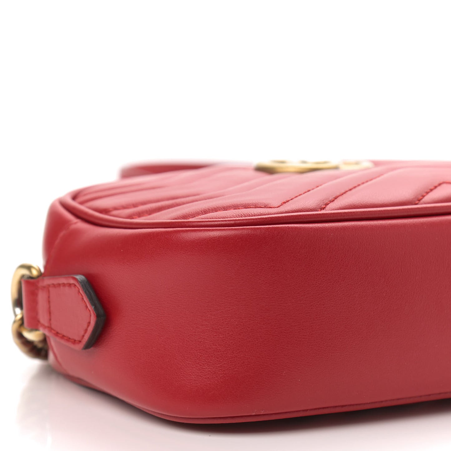 Calfskin Matelasse Mini GG Marmont Chain Shoulder Bag Hibiscus Red