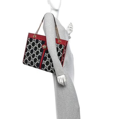 Gucci Tweed GG Monogram Large Rajah Chain Tote Romantic Cherry Black White 3 of 11