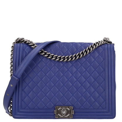 Chanel Calfskin Quilted Large Boy Flap Dark Blue 1 of 10