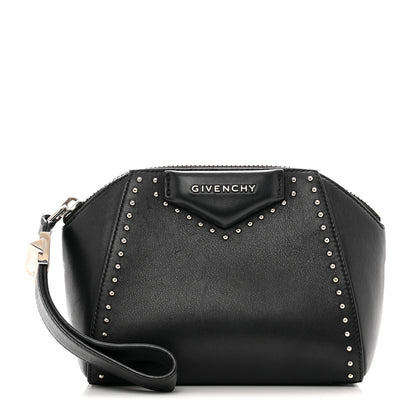 Givenchy Calfskin Small Studded Antigona Beauty Wristlet Black 1 of 11