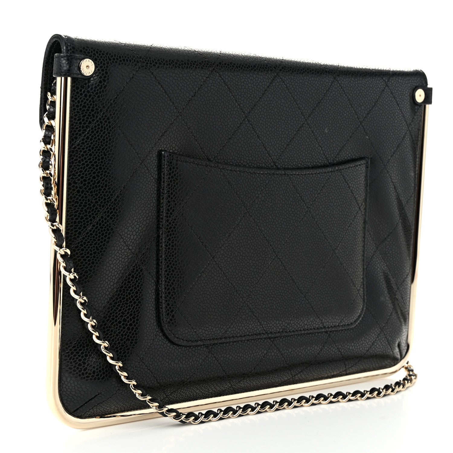 Chanel Grained Calfskin Envelope Clutch With Chain WOC Black 3 of 11