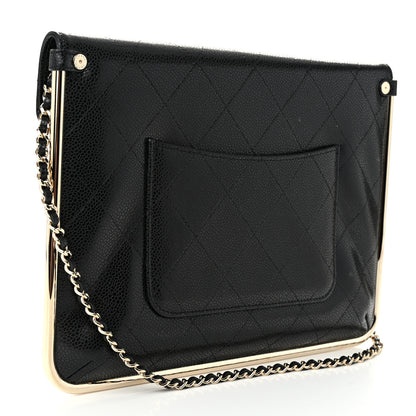 Chanel Grained Calfskin Envelope Clutch With Chain WOC Black 3 of 11