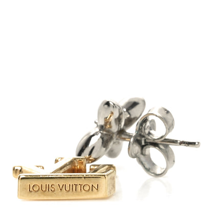 Louis Vuitton Metal Crystal LV Iconic Flower Earrings Gold Silver 5 of 5