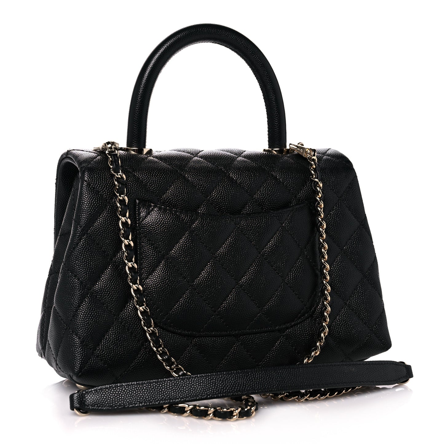 Caviar Quilted Mini Coco Handle Flap Black
