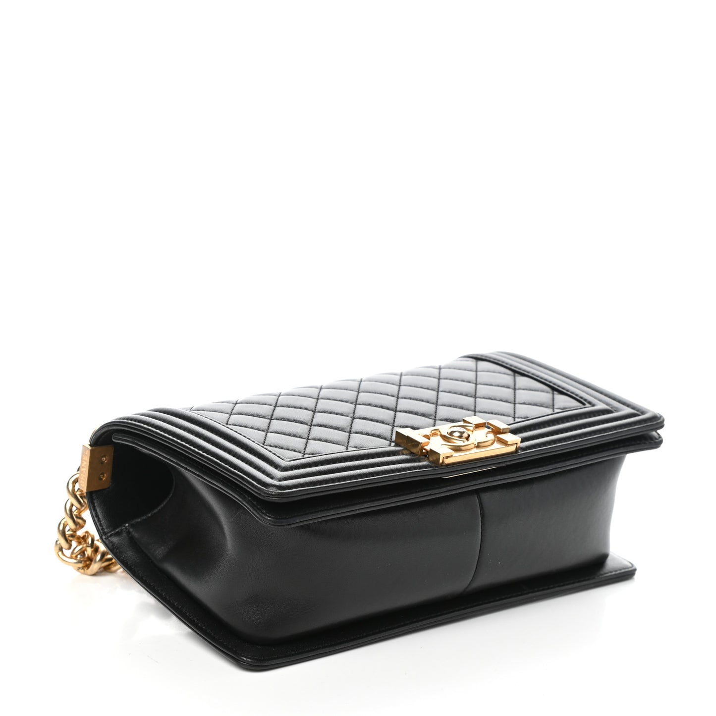 Lambskin Quilted Medium Boy Flap Black