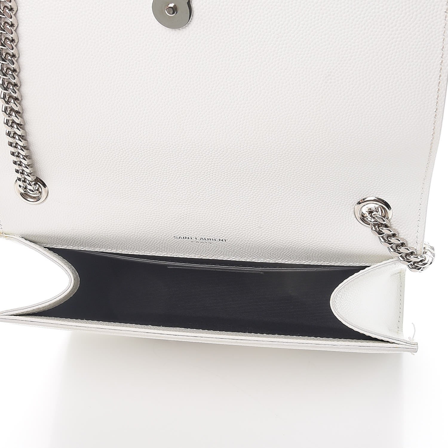 Saint Laurent Grain De Poudre Small Monogram Kate Satchel Optical White 5 of 11
