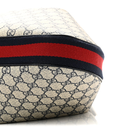 Gucci GG Supreme Monogram Textured Calfskin Web Large Attache Shoulder Bag Beige Blue 10 of 10