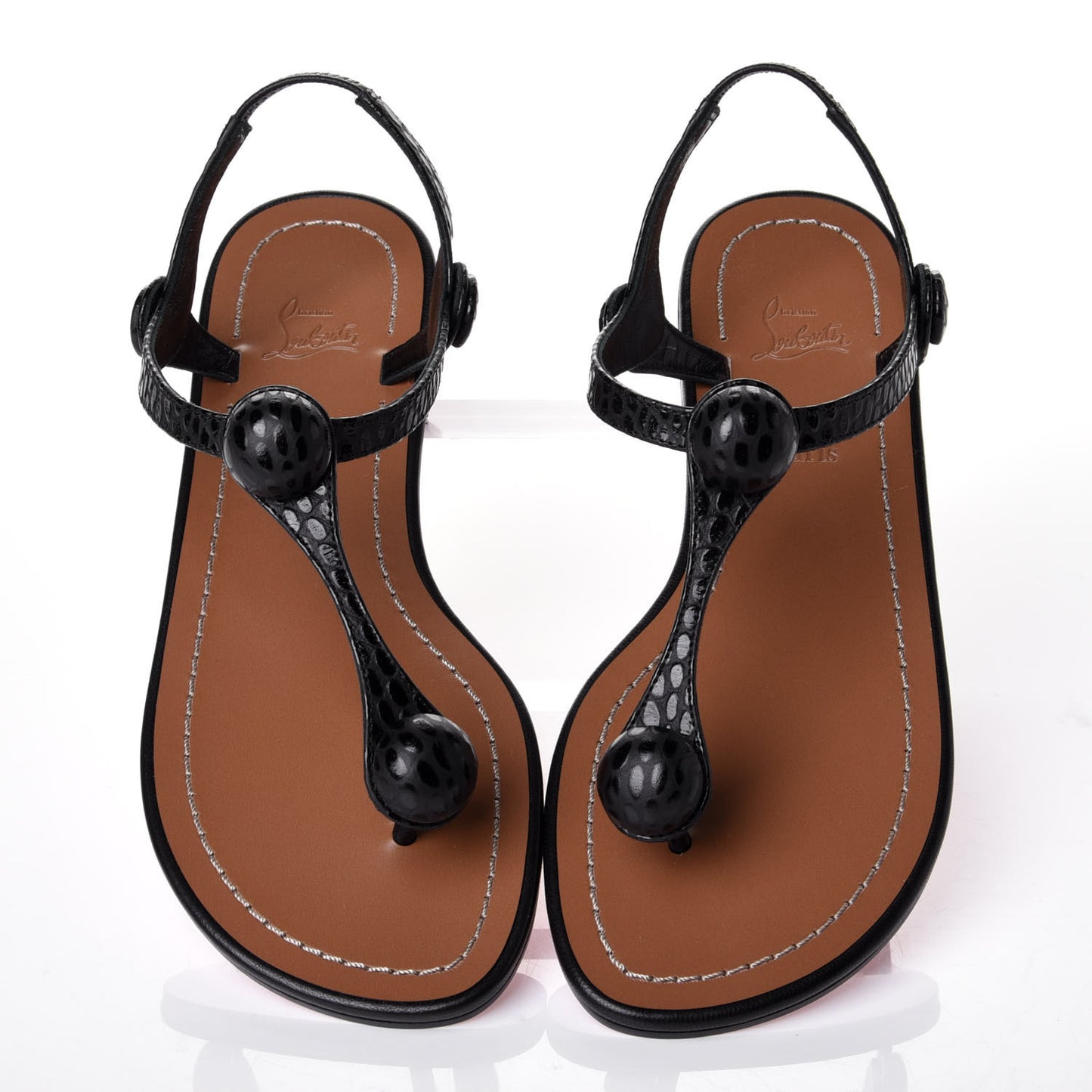 Calfskin Jurassic Planet Ball Sandal Flats 35 Black