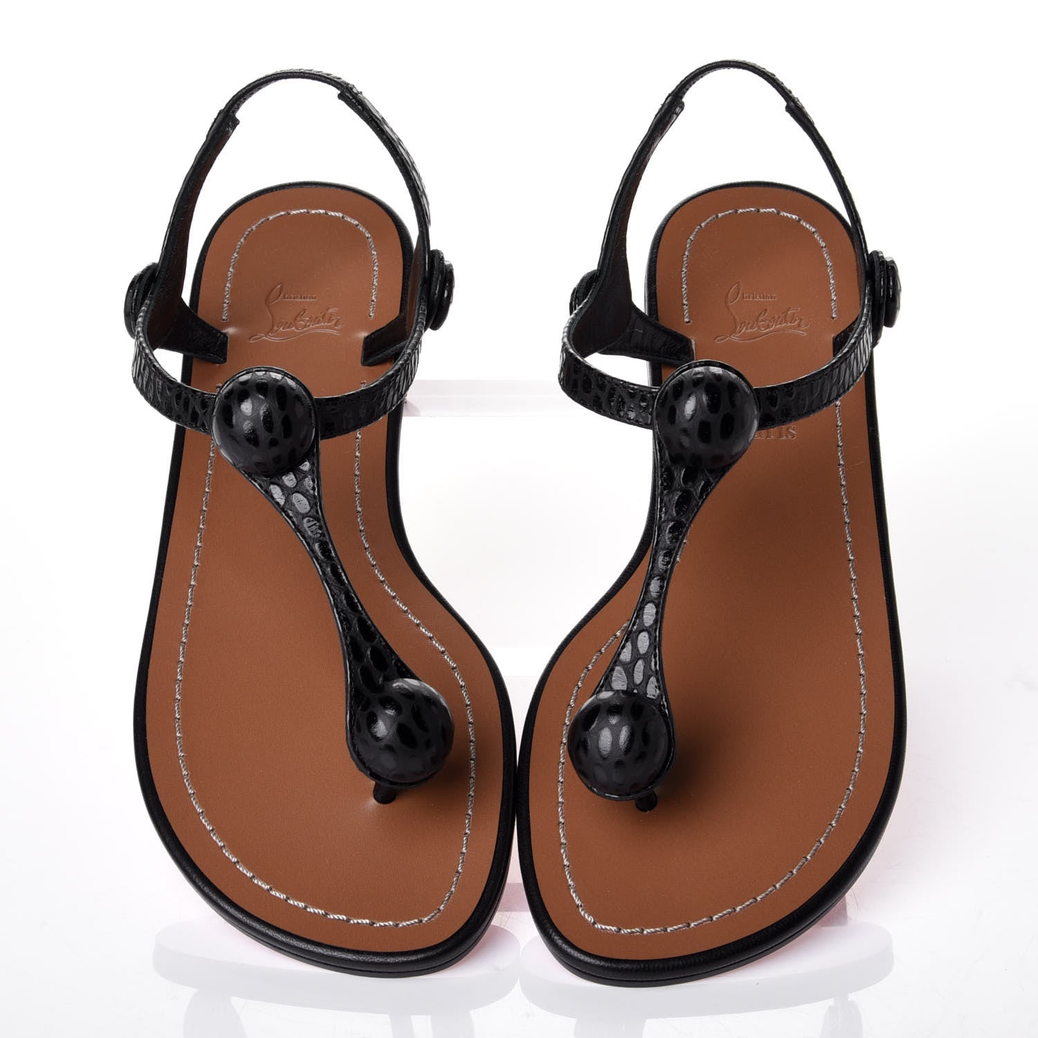Christian Louboutin Calfskin Jurassic Planet Ball Sandal Flats 35 Black 5 of 10