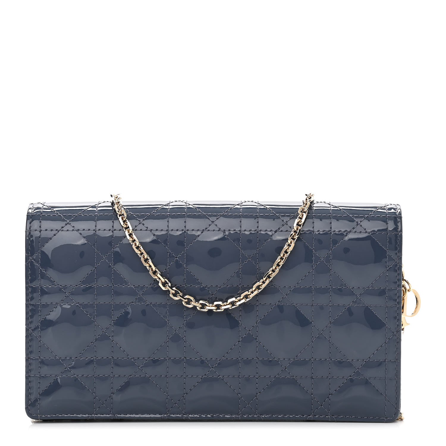 Christian Dior Patent Cannage Lady Dior Clutch Denim Blue 1 of 12