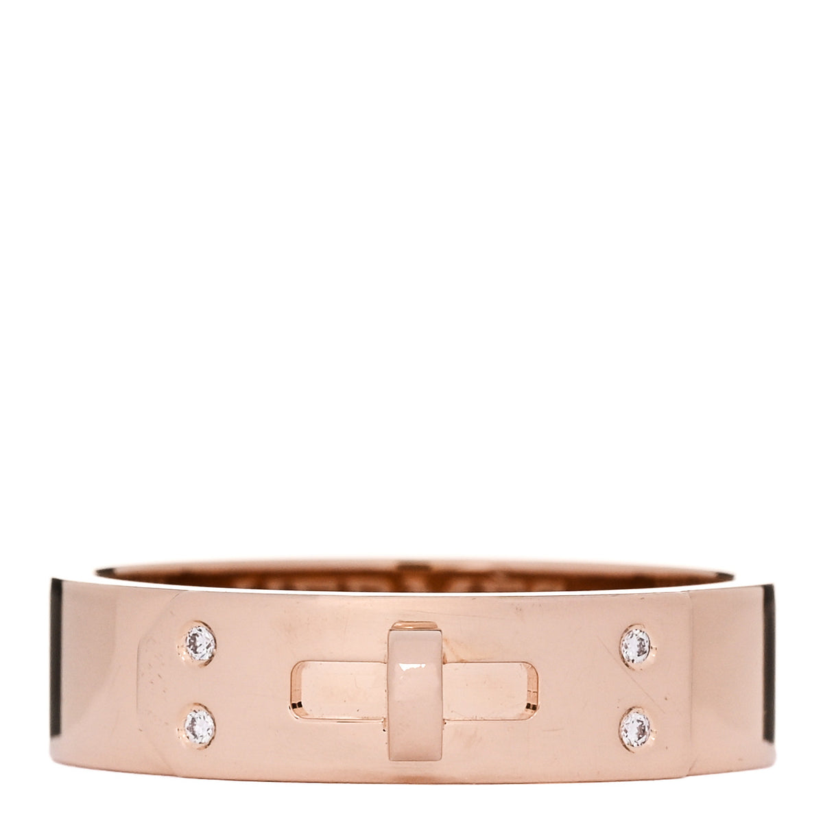 Hermes 18K Rose Gold Diamond PM Kelly Ring 52 6 1 of 5