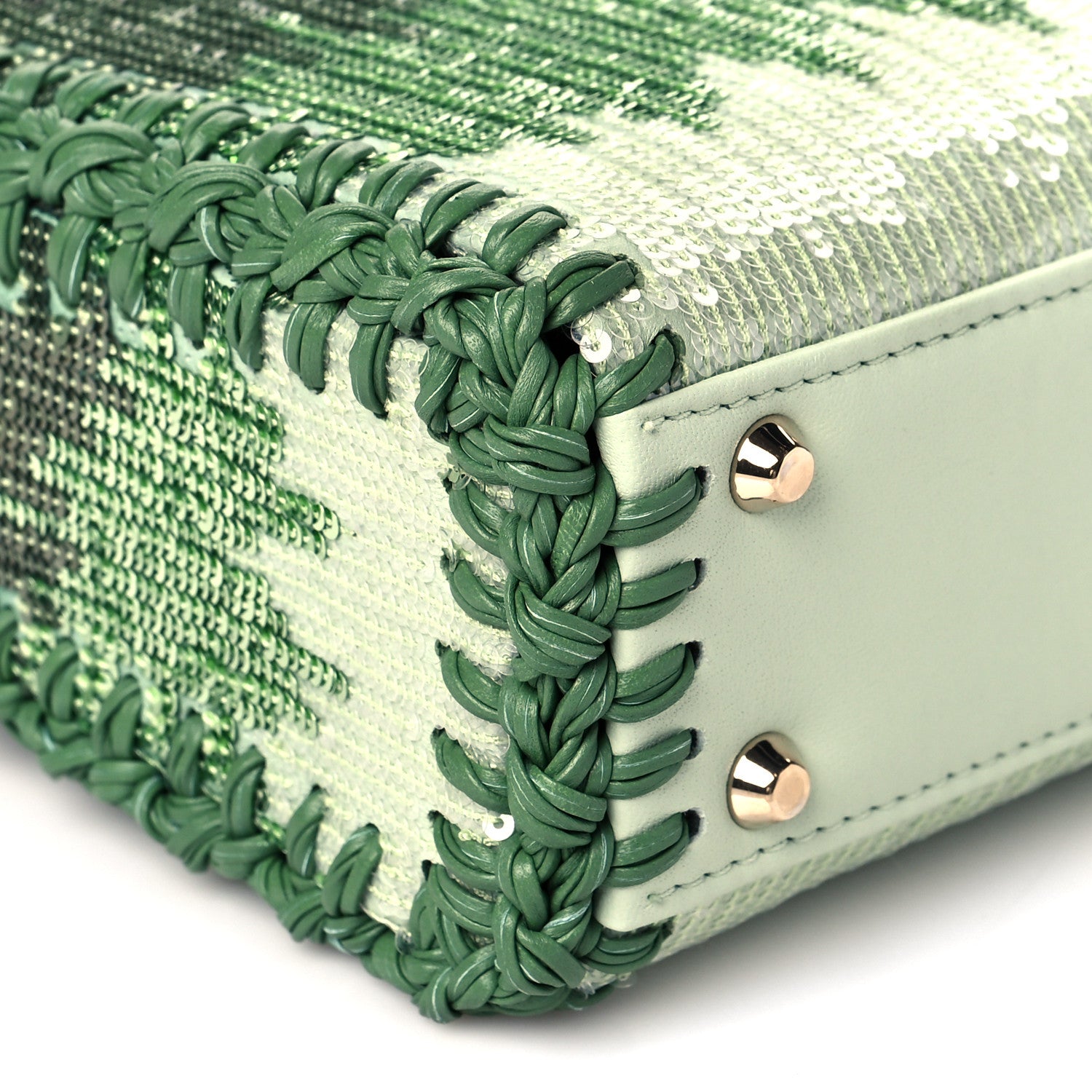 Christian Dior Calfskin Sequin Gradient Stitched Mini Lady Dior Green 8 of 13