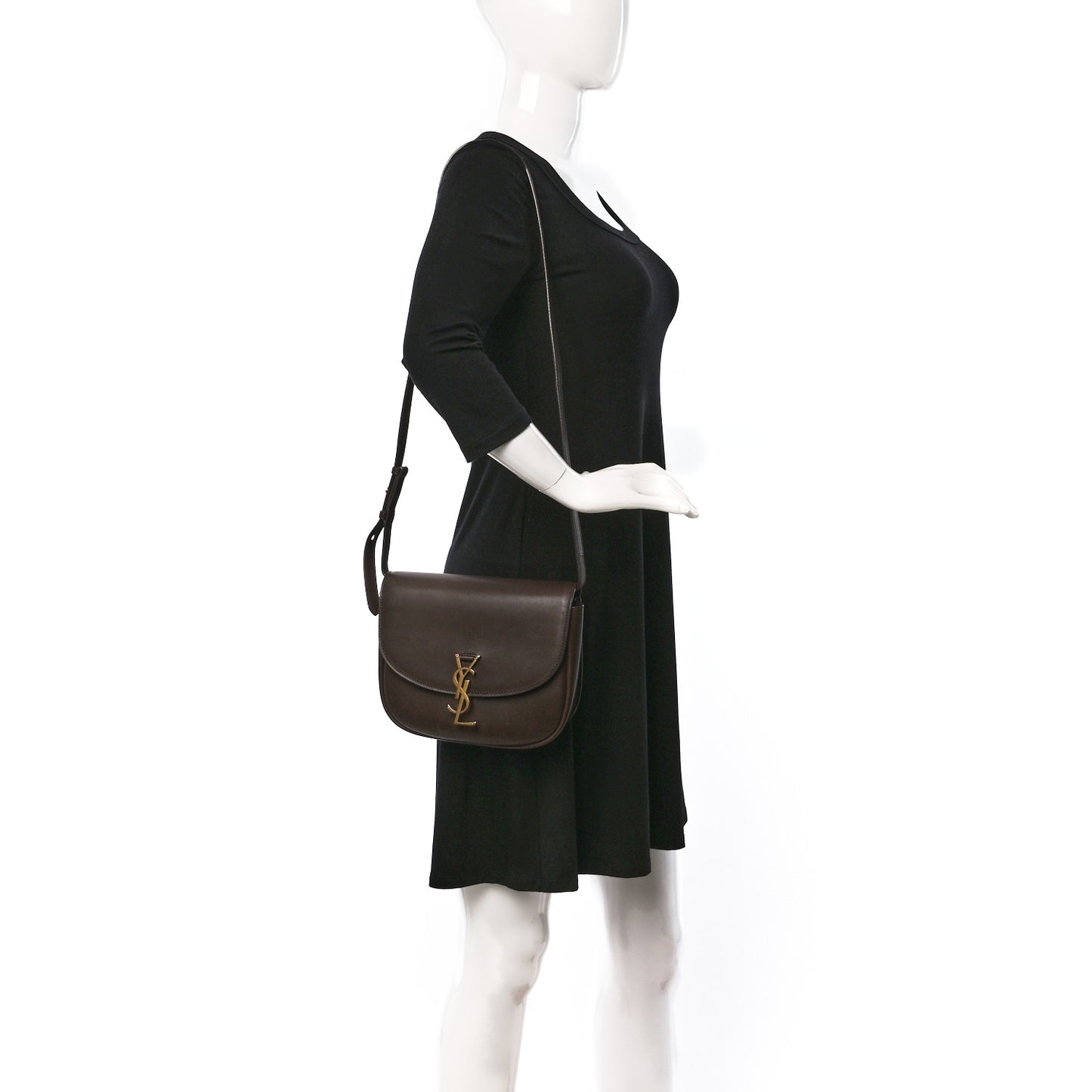 Vintage Calfskin Monogram Medium Kaia Satchel Brown