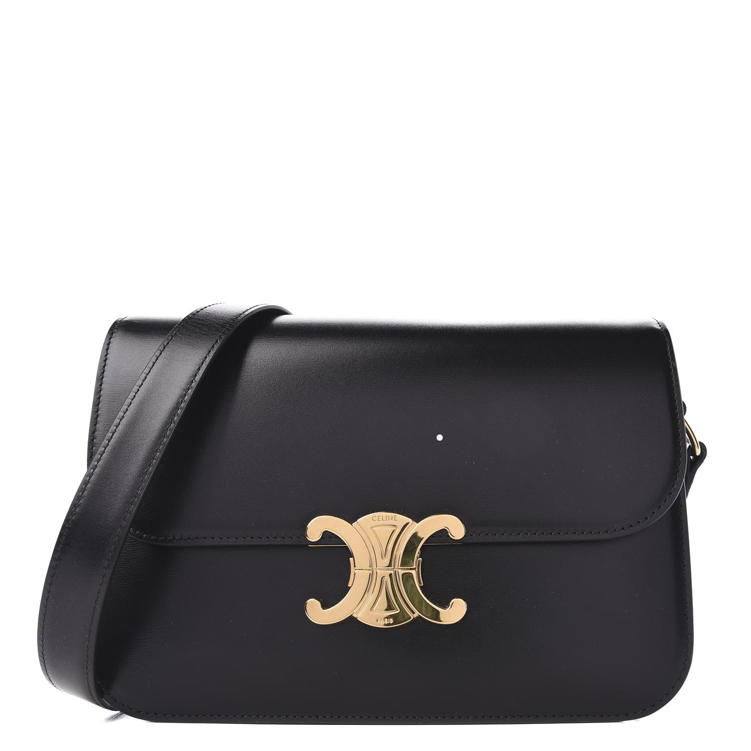 Celine Shiny Calfskin Medium Triomphe Black 1 of 9