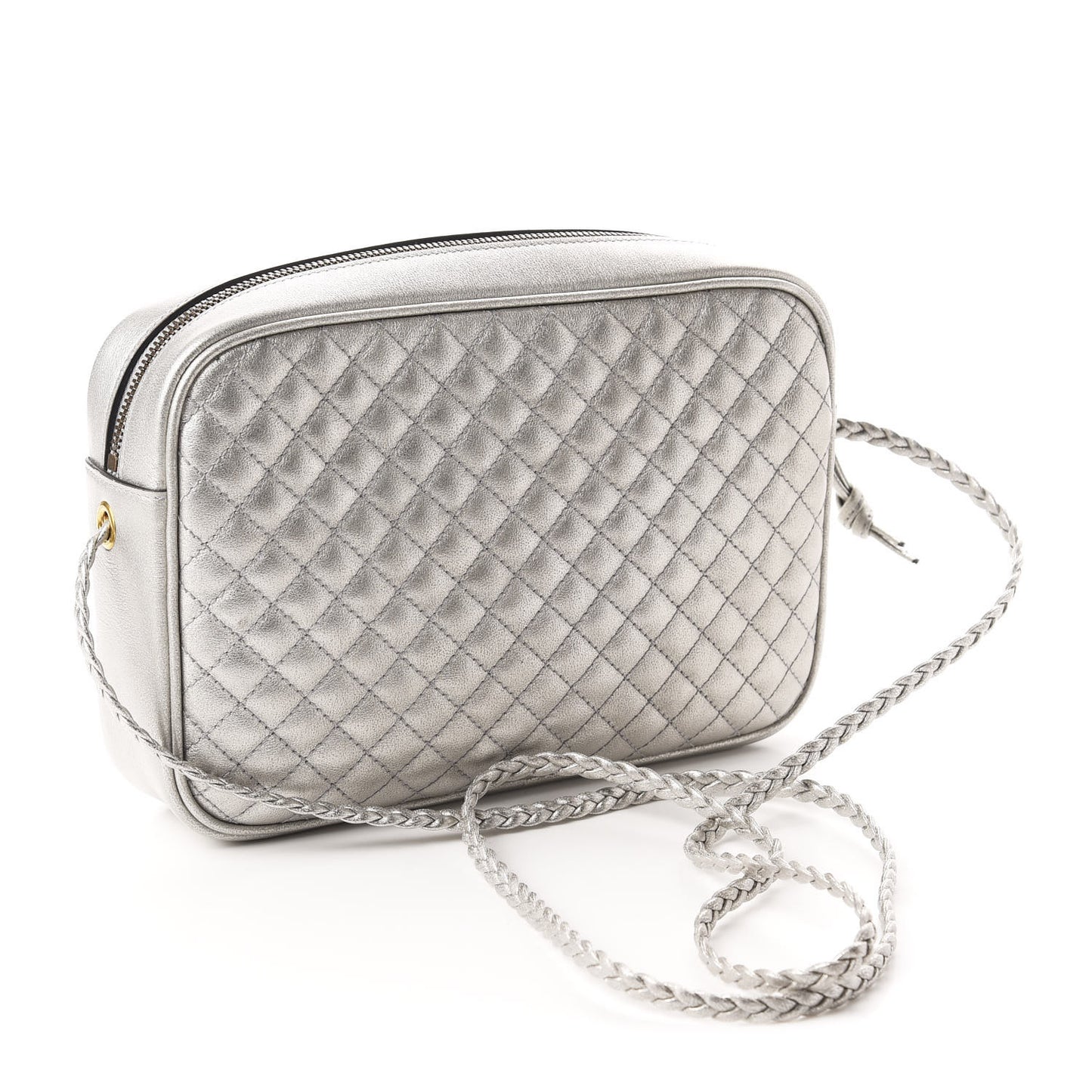 Laminated Nappa Web Trapuntata Small GG Shoulder Bag Argento