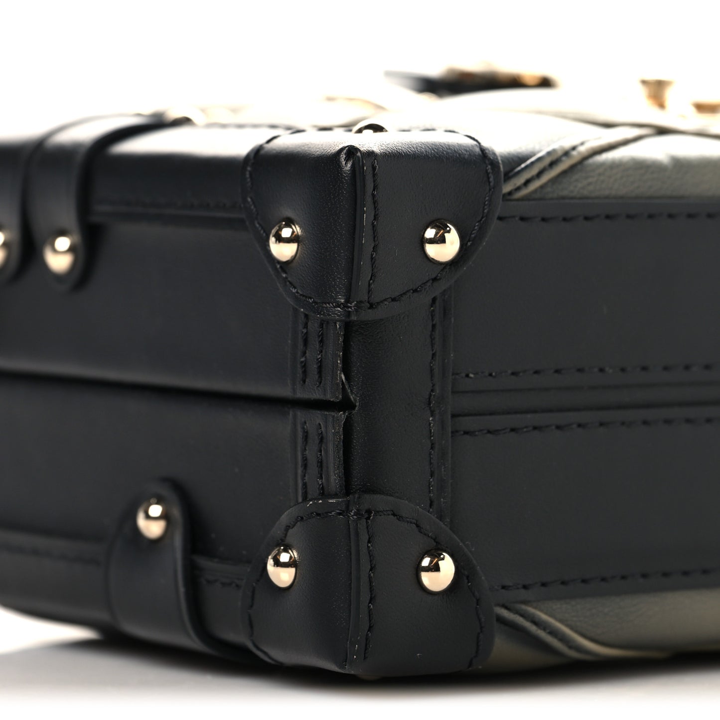Lambskin Malletage Petite Malle Black Beige