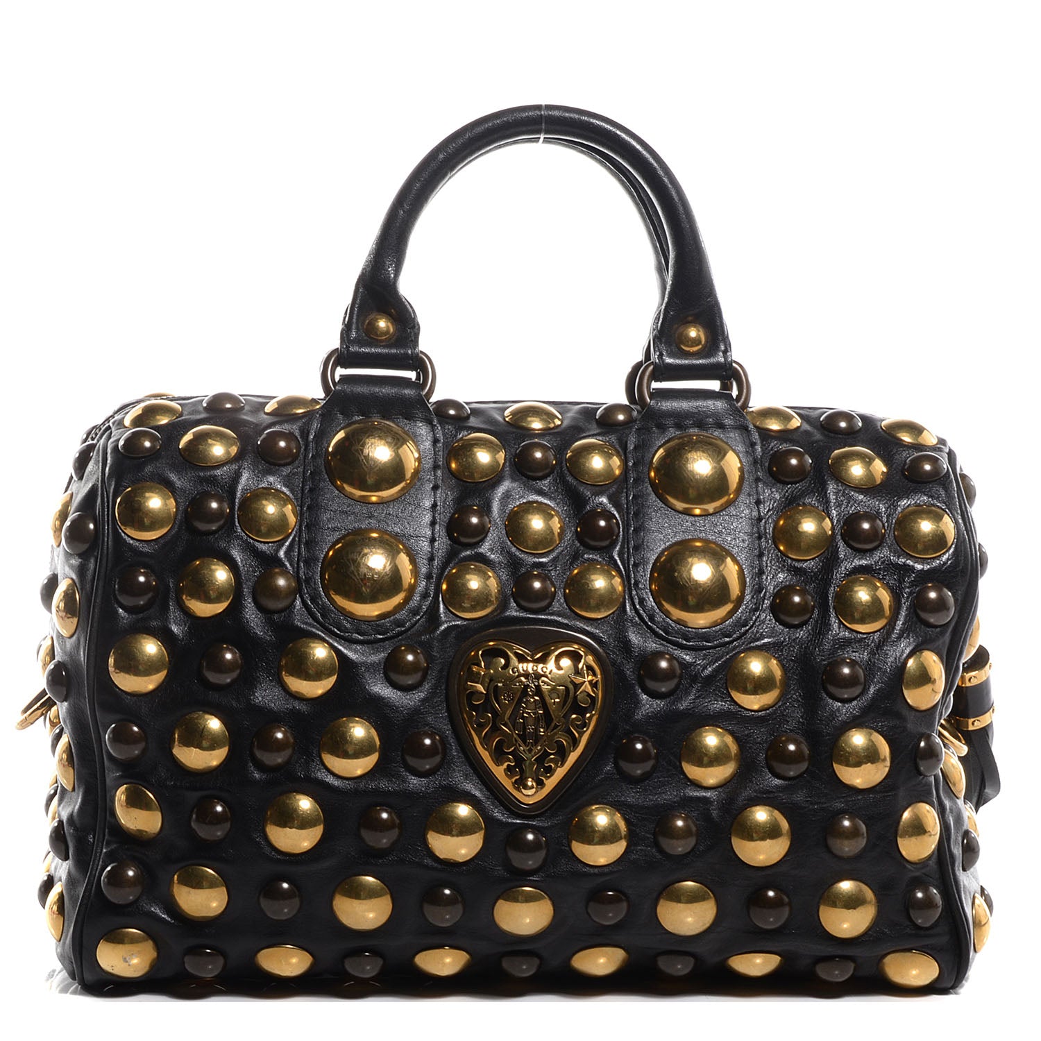 Gucci Leather Babouska Studded Medium Boston Black 1 of 8