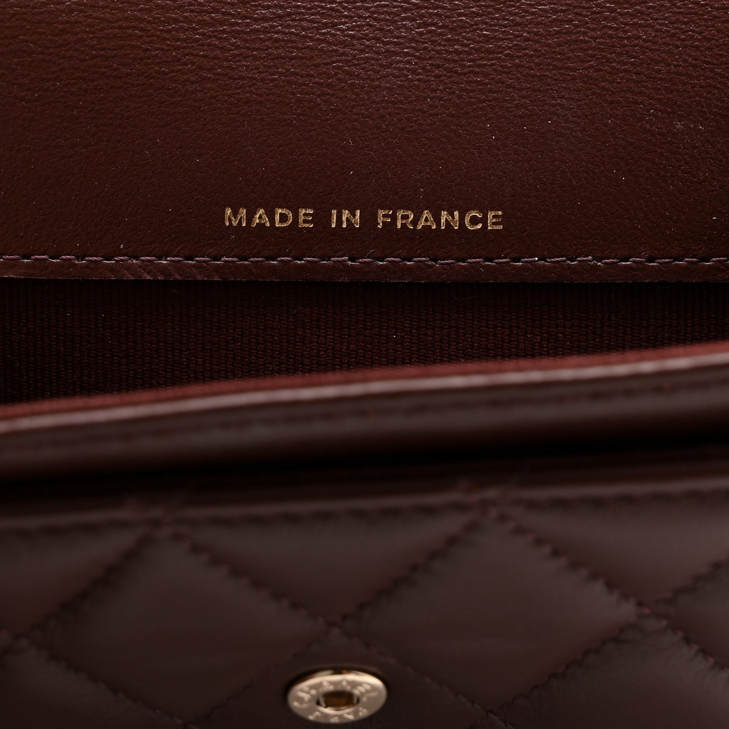 Lambskin Quilted Flap Card Holder Wallet Dark Brown