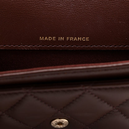 Chanel Lambskin Quilted Flap Card Holder Wallet Dark Brown 7 of 9