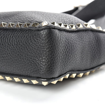 Valentino Garavani Pebbled Calfskin Mini Rockstud Flip-Lock Messenger Bag Black 9 of 9