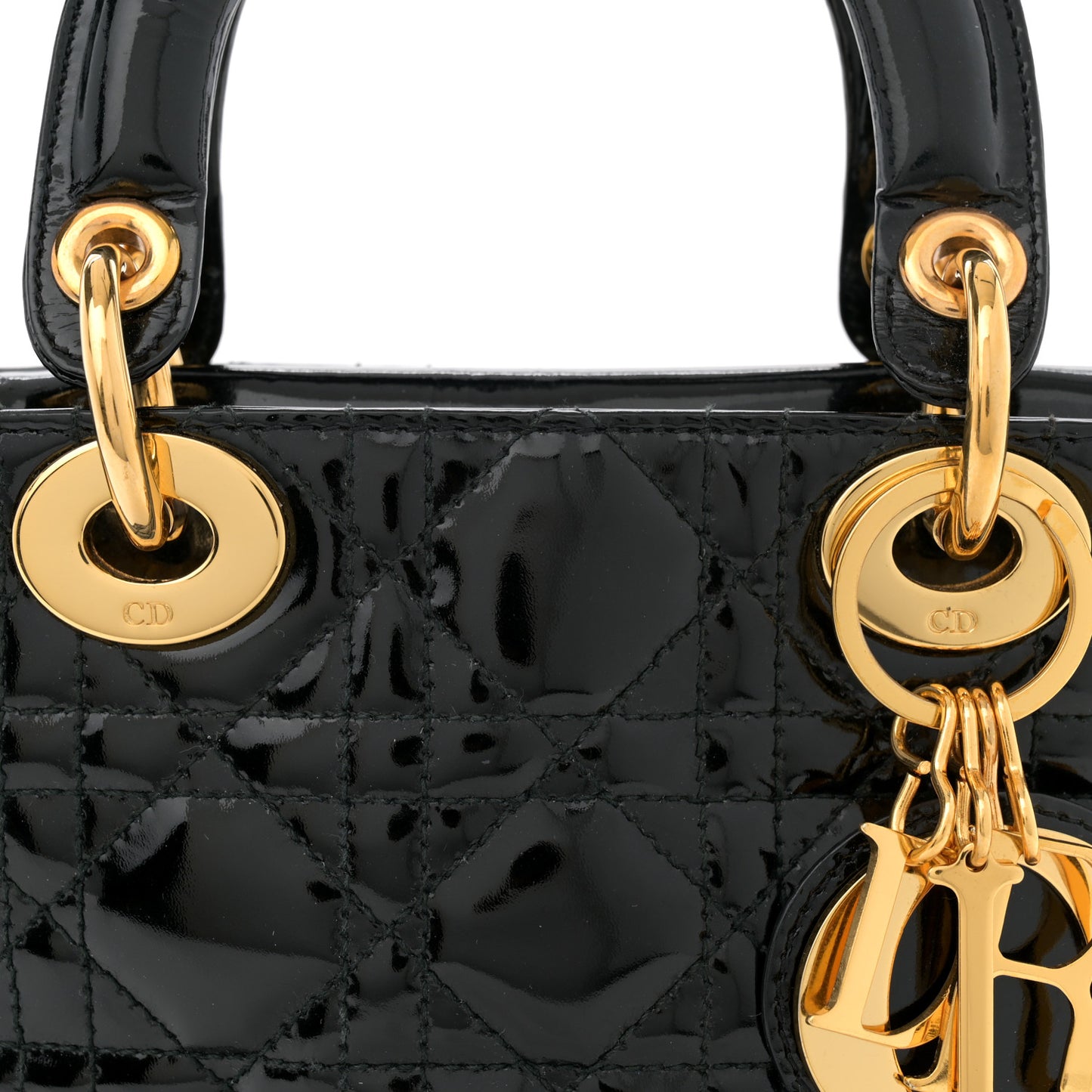 Patent Cannage Mini Lady Dior Black