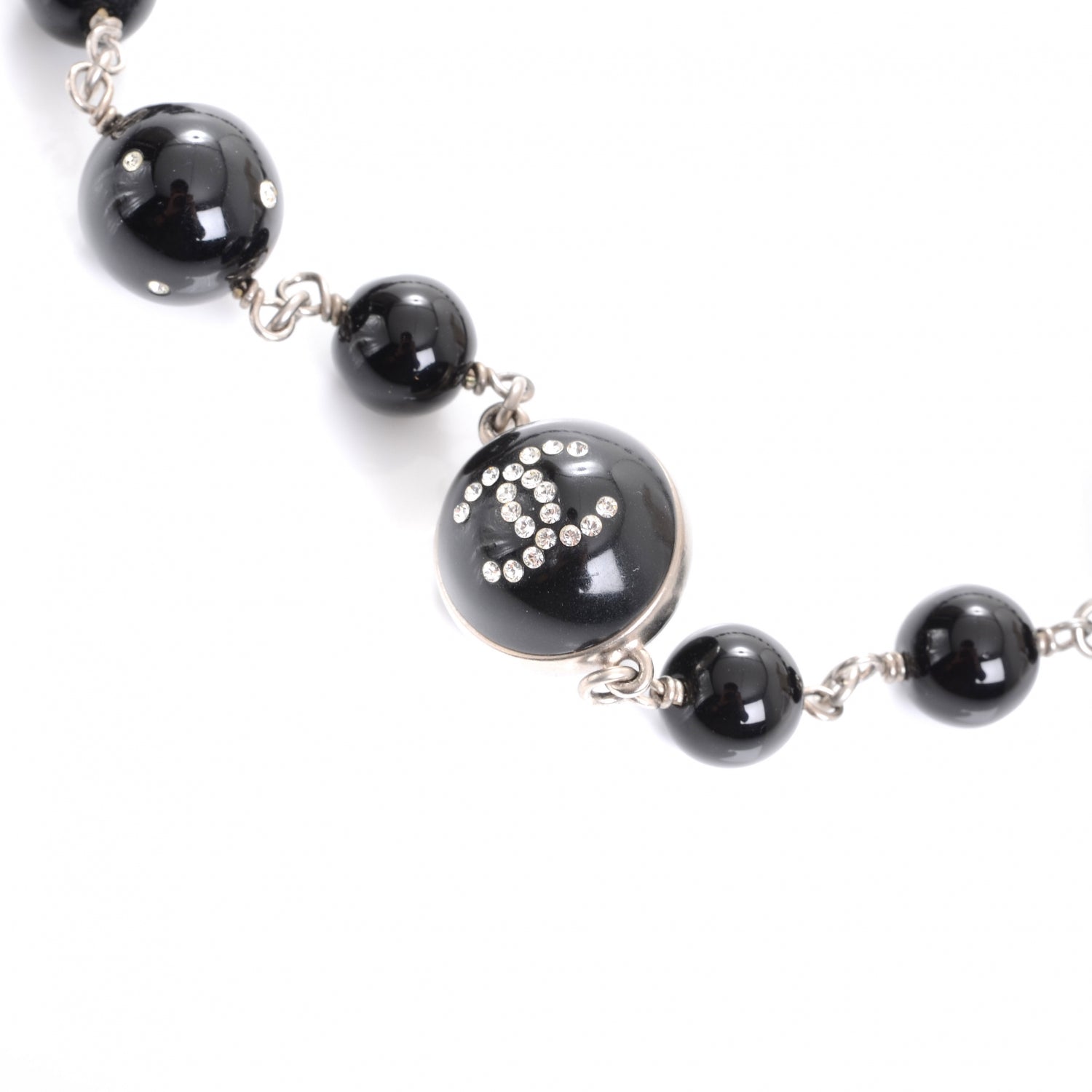 Chanel CC Camellia Beaded Long Necklace Black 4 of 7