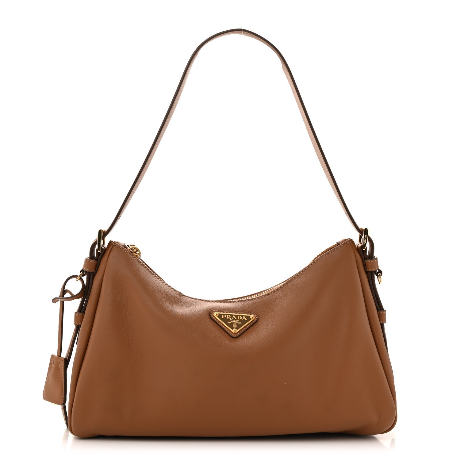 Prada Soft Calfskin Medium Aimee Shoulder Bag Caramel 1 of 11