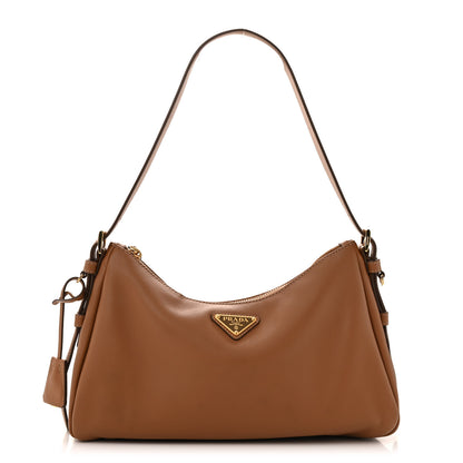Prada Soft Calfskin Medium Aimee Shoulder Bag Caramel 1 of 11