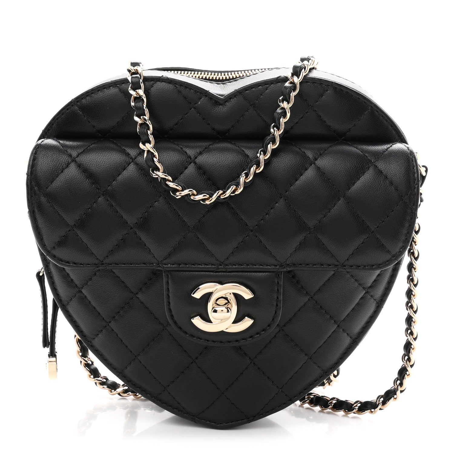Chanel Lambskin Quilted Large CC In Love Heart Bag Black 1 of 11