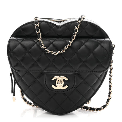 Chanel Lambskin Quilted Large CC In Love Heart Bag Black 1 of 11
