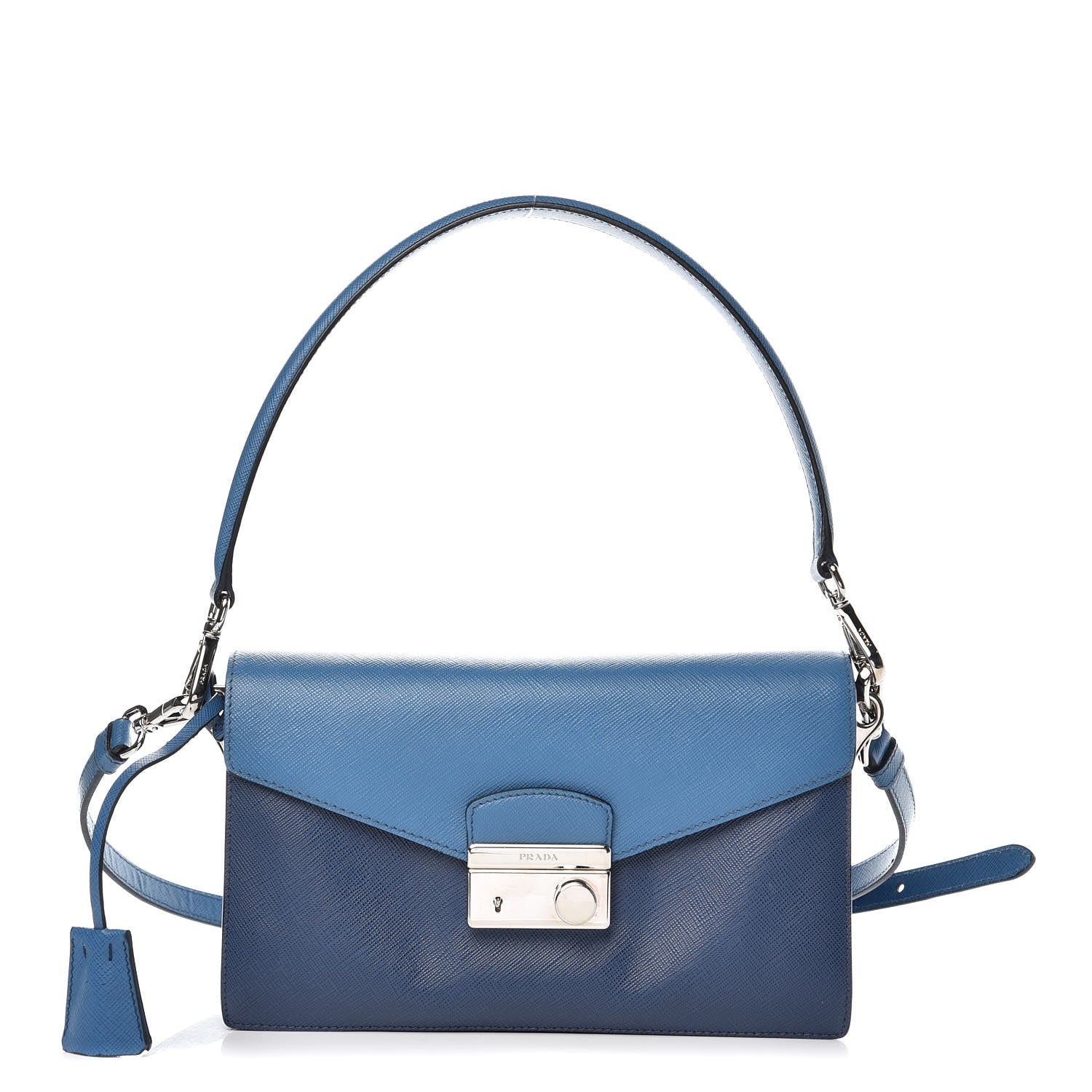 Prada Saffiano Lux Sound Shoulder Bag Bluette Cobalto 1 of 7