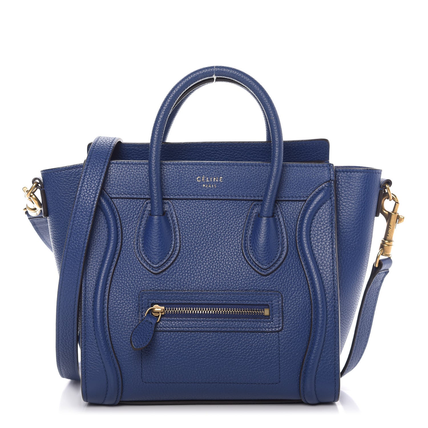 Celine Drummed Calfskin Nano Luggage Indigo 1 of 9