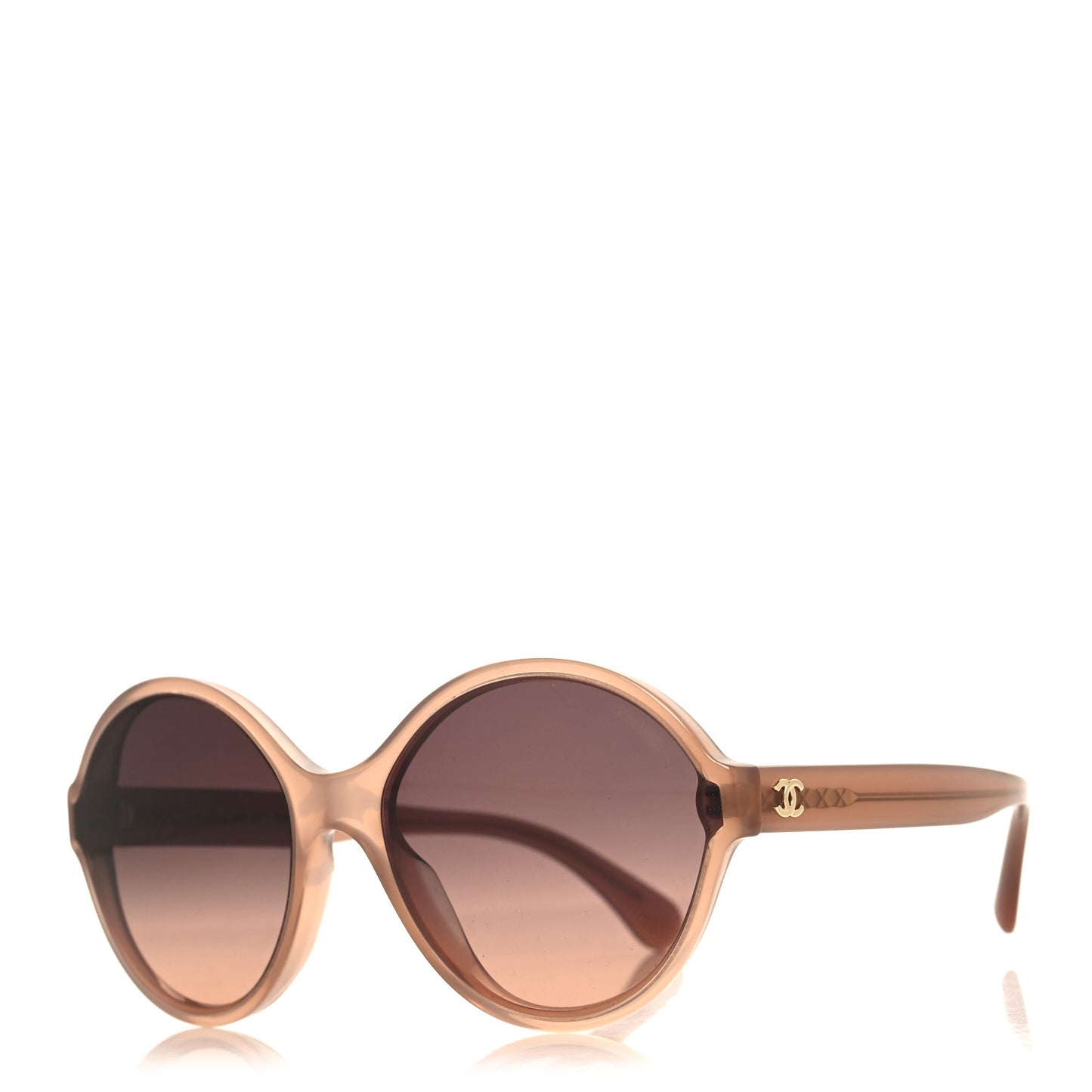 Acetate Mirrored Round Sunglasses 5387 Beige