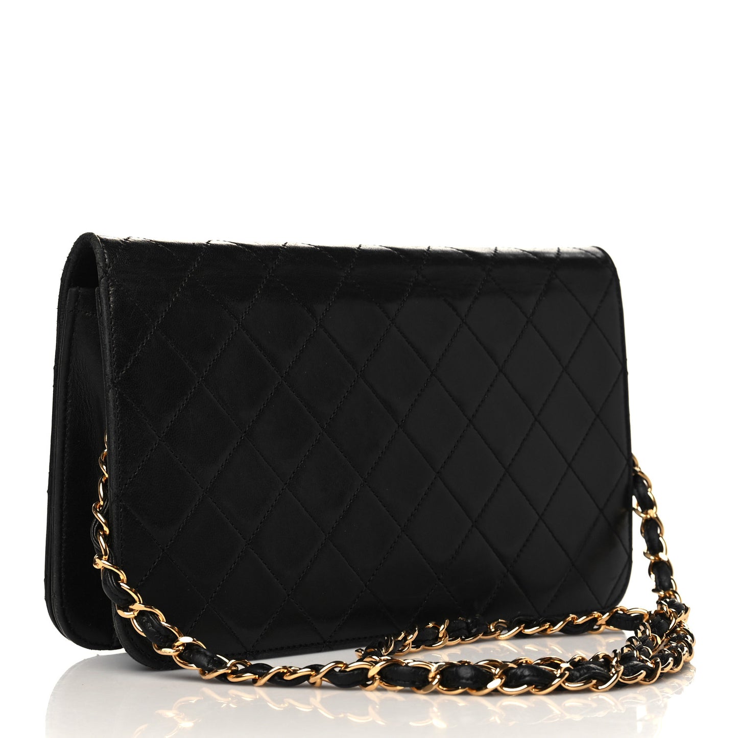 Lambskin Quilted Small Single Flap Black