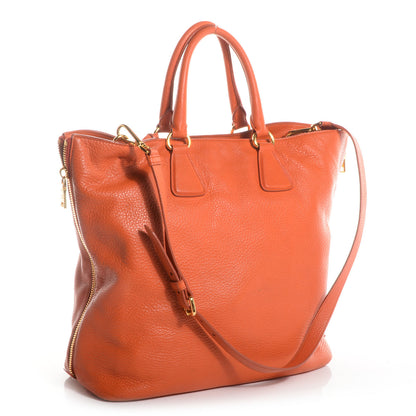Prada Vitello Daino Shopping Tote Papaya 3 of 10
