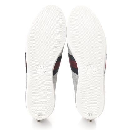 Gucci Metallic Calfskin Studded Bambi Web GG Sneakers 39.5 Silver 5 of 10