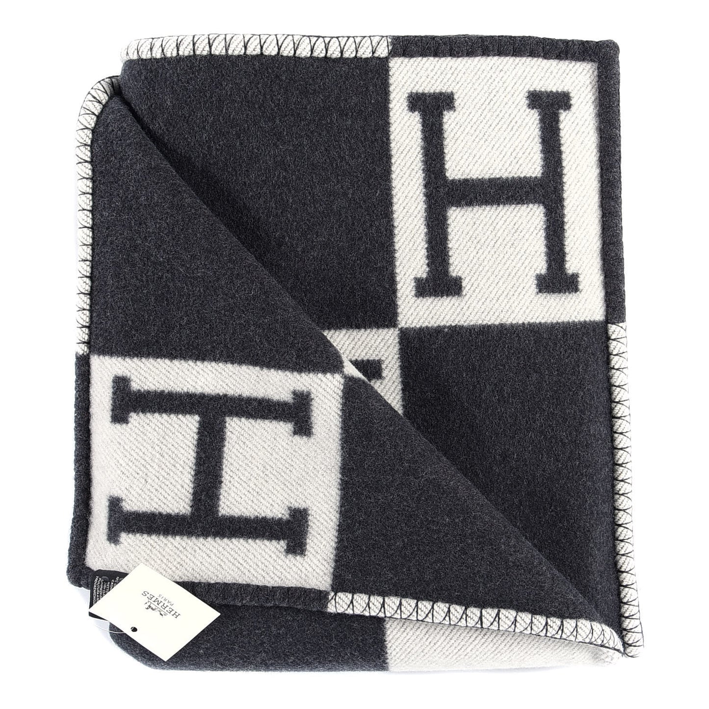 Wool Cashmere Avalon Blanket Ecru Gris Fonce