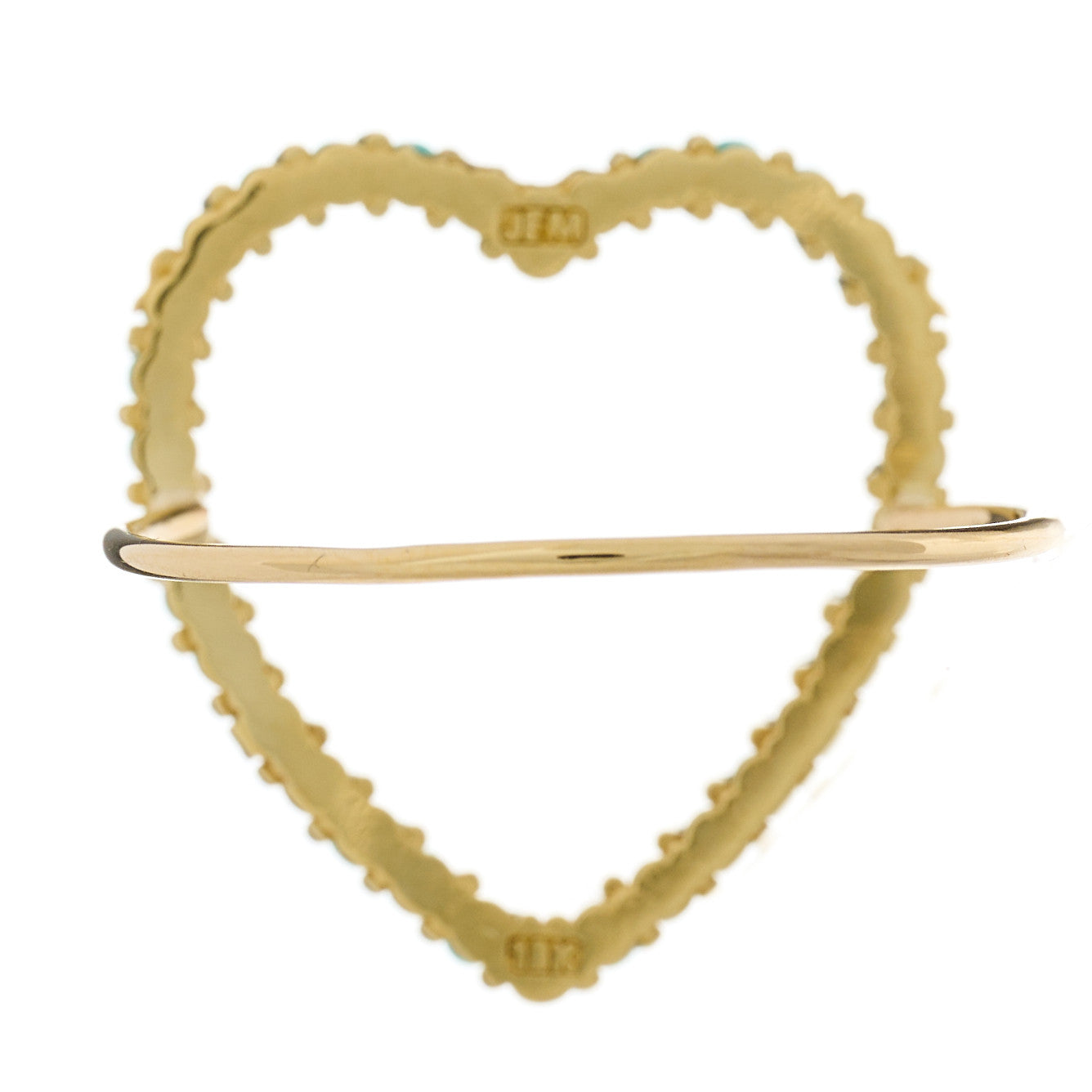Jennifer Meyer 18K Yellow Gold Turquoise Large Open Heart Ring 54 7 3 of 4